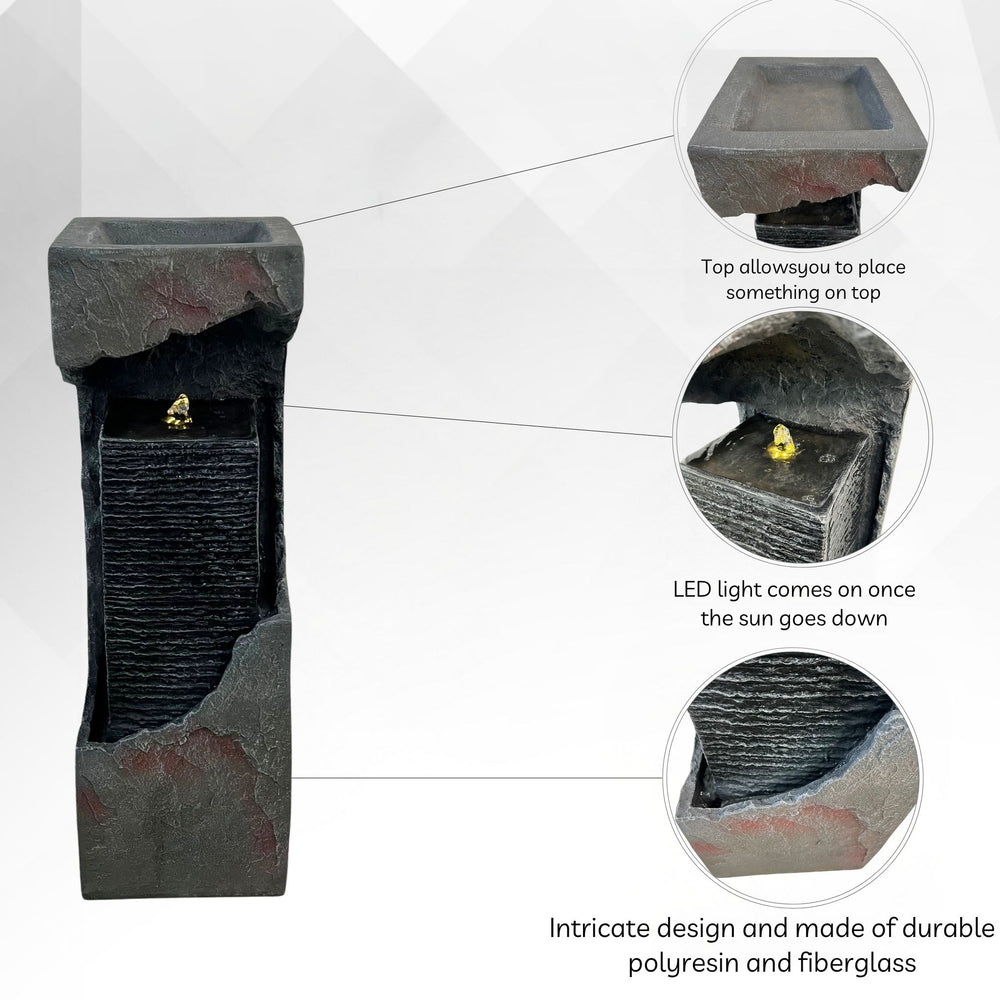 Quiet Column — 35.4" Resin Solar Fountain