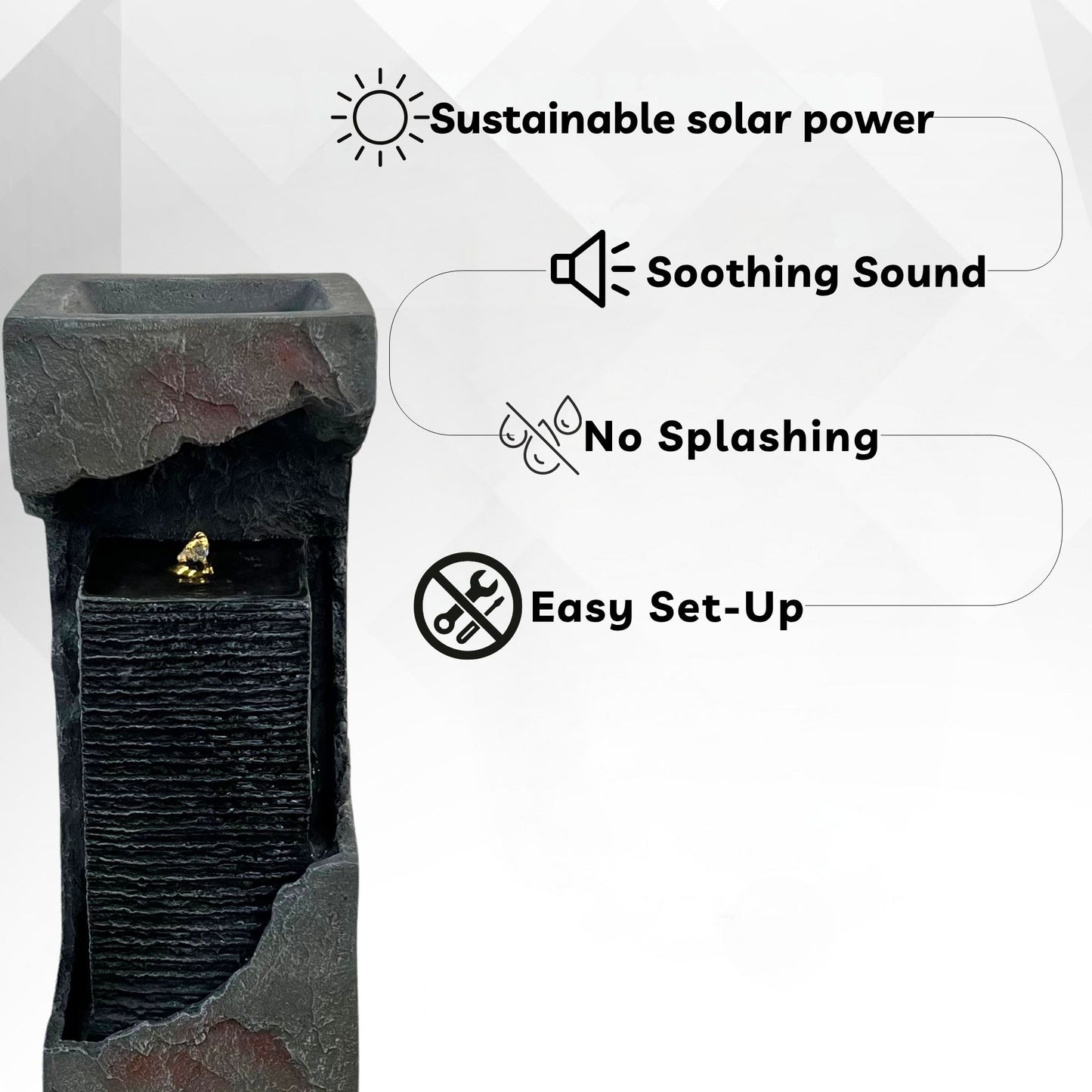 Modern Outdoor Fountains and Waterfalls with Lights Flooring Standing for Garden, Patio, Deck, Backyard, Porch and Home Art Decor