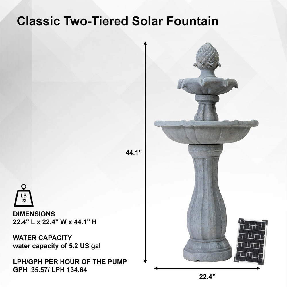 Cascade Duo — 44" White Solar Water Fountain