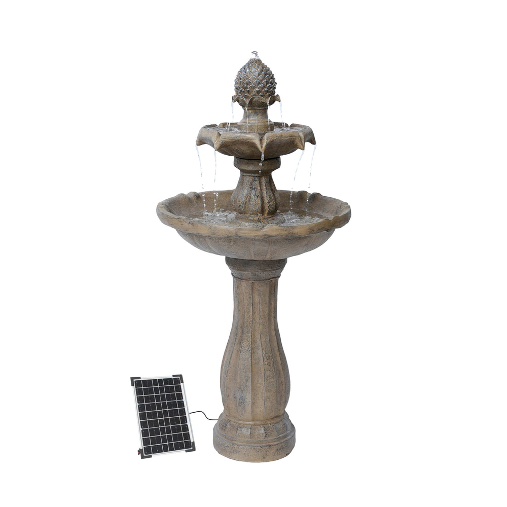 Cascade Duo — 44" White Solar Water Fountain