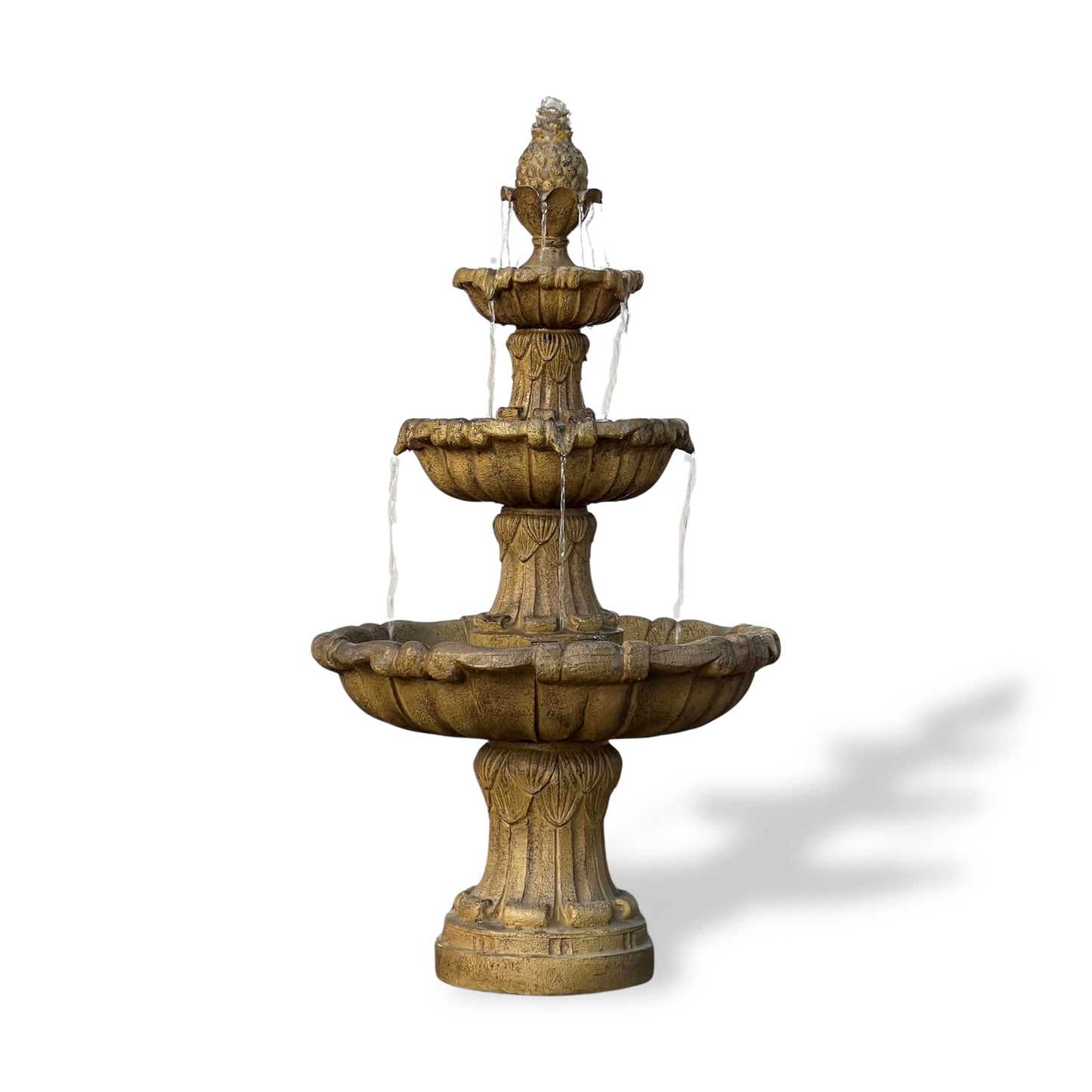 58.3" Leaf Water Fountain, 3-Tier, Outdoor, Resin, Pump