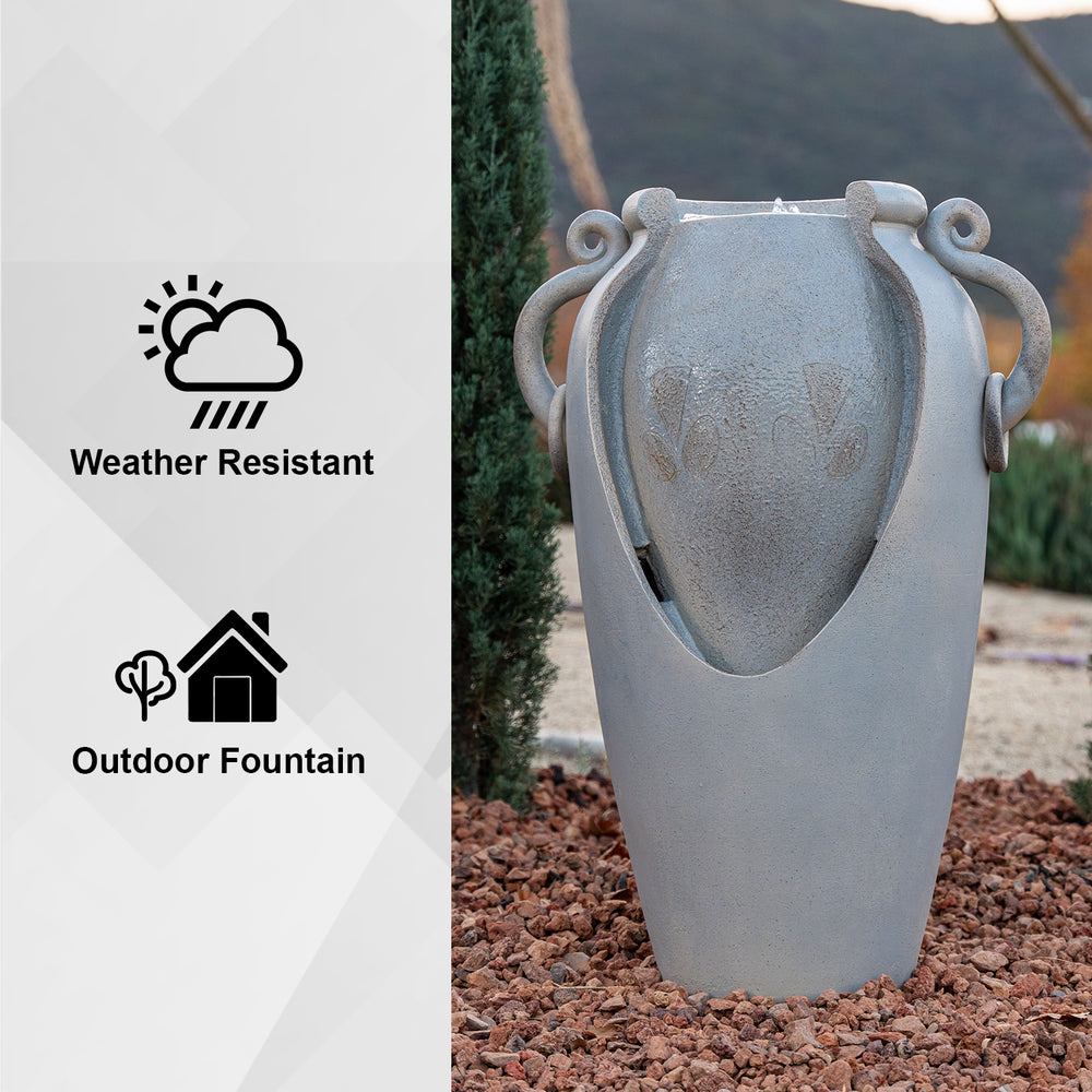 Amphora Reverie — 34" Solar Pot Fountain, Gray