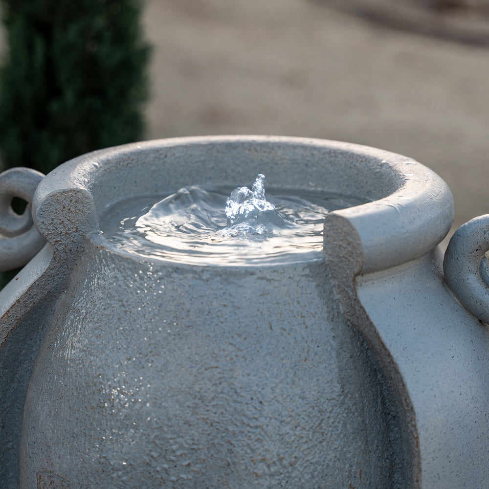 Amphora Reverie — 34" Solar Pot Fountain, Gray