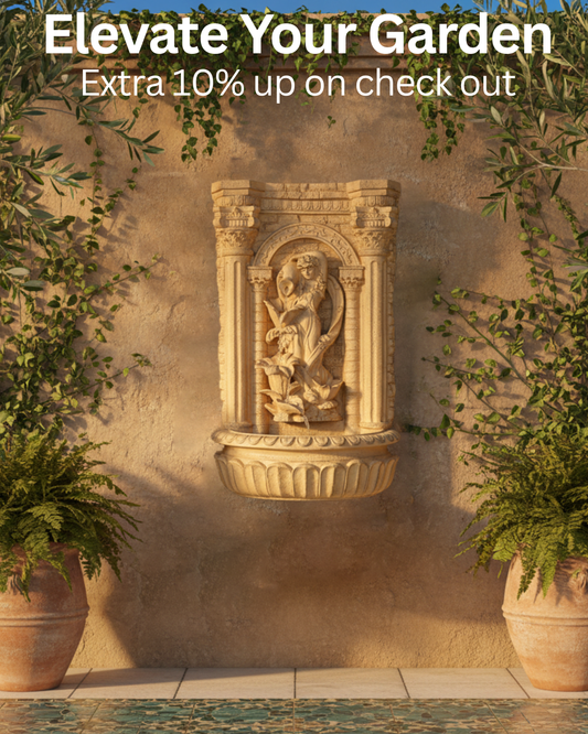 30.3" Solar Pot Fountain, Tall Brown Maiden Holding Pot Wall Fountain, Outdoor Water Fountain, Polyresin