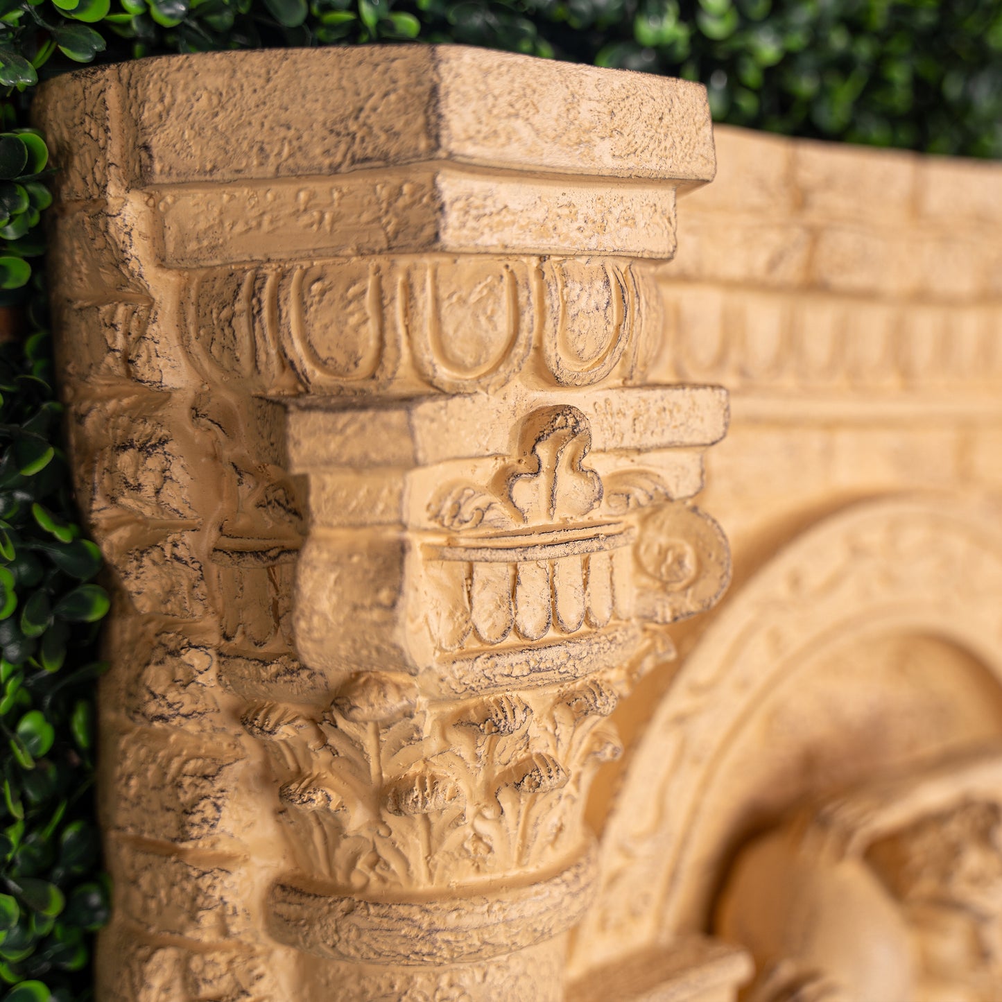 30.3" Solar Pot Fountain, Tall Brown Maiden Holding Pot Wall Fountain, Outdoor Water Fountain, Polyresin