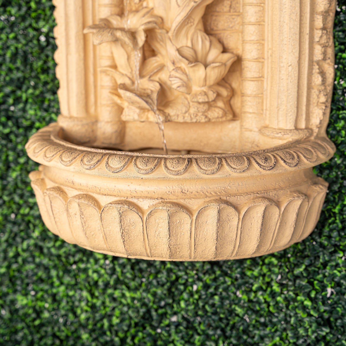 30.3" Solar Pot Fountain, Tall Brown Maiden Holding Pot Wall Fountain, Outdoor Water Fountain, Polyresin