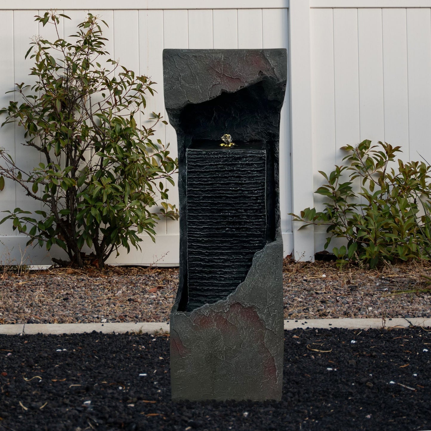 Modern Outdoor Fountains and Waterfalls with Lights Flooring Standing for Garden, Patio, Deck, Backyard, Porch and Home Art Decor