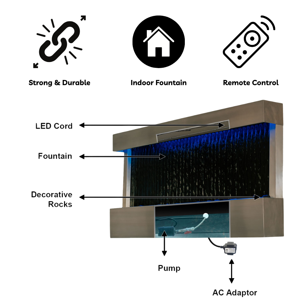Mirror Veil — 47" Indoor Wall Mirror Waterfall