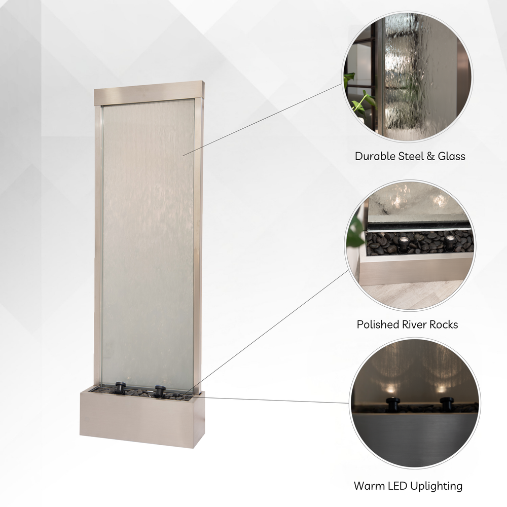 Crystal Cascade — 72" Steel Glass Fountain — full combo set product photo