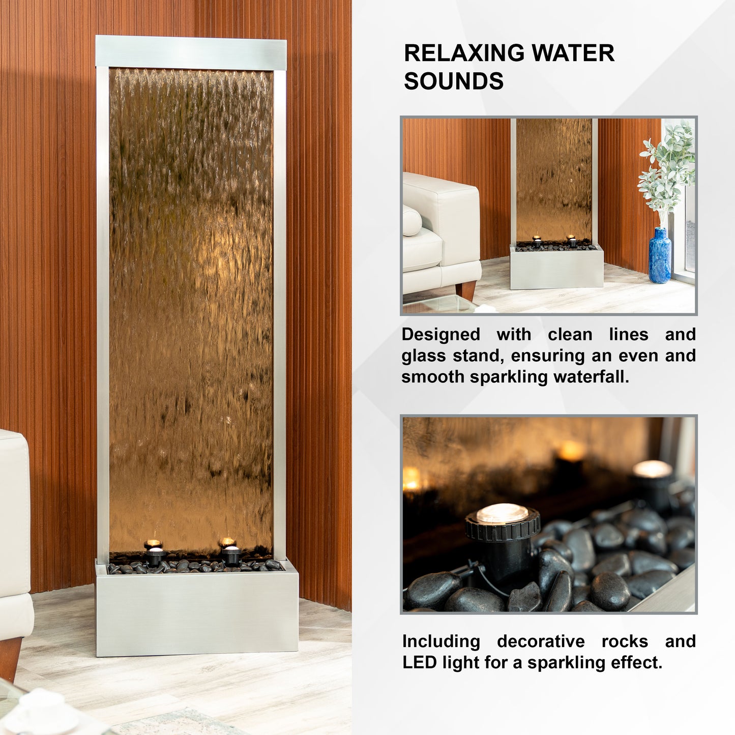 68" Stainless Steel Mirror Fountain