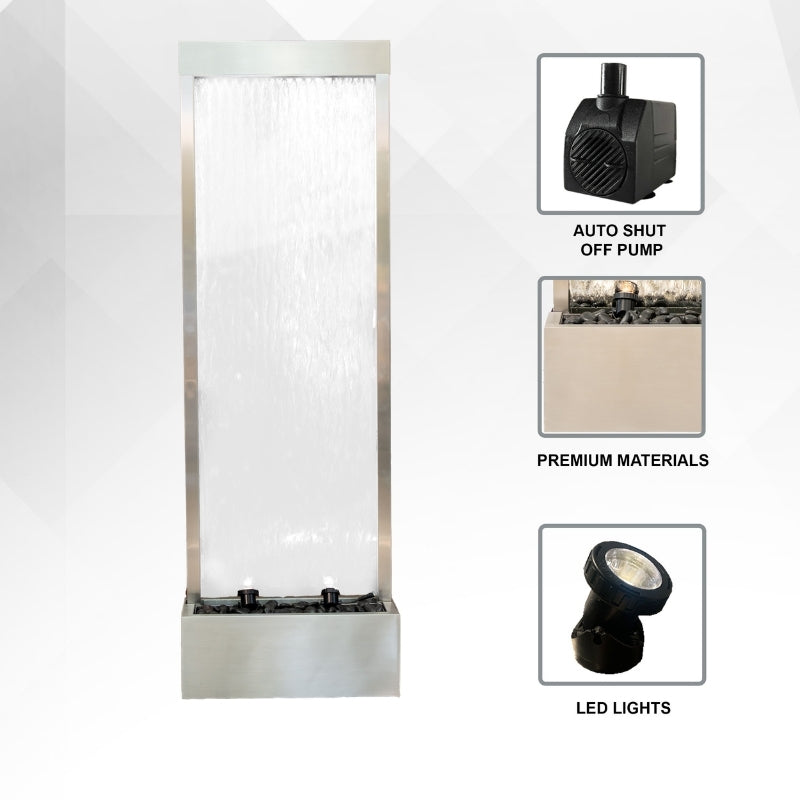 Mirror Horizon — 68" Stainless Steel Mirror Fountain dimensions and specifications diagram