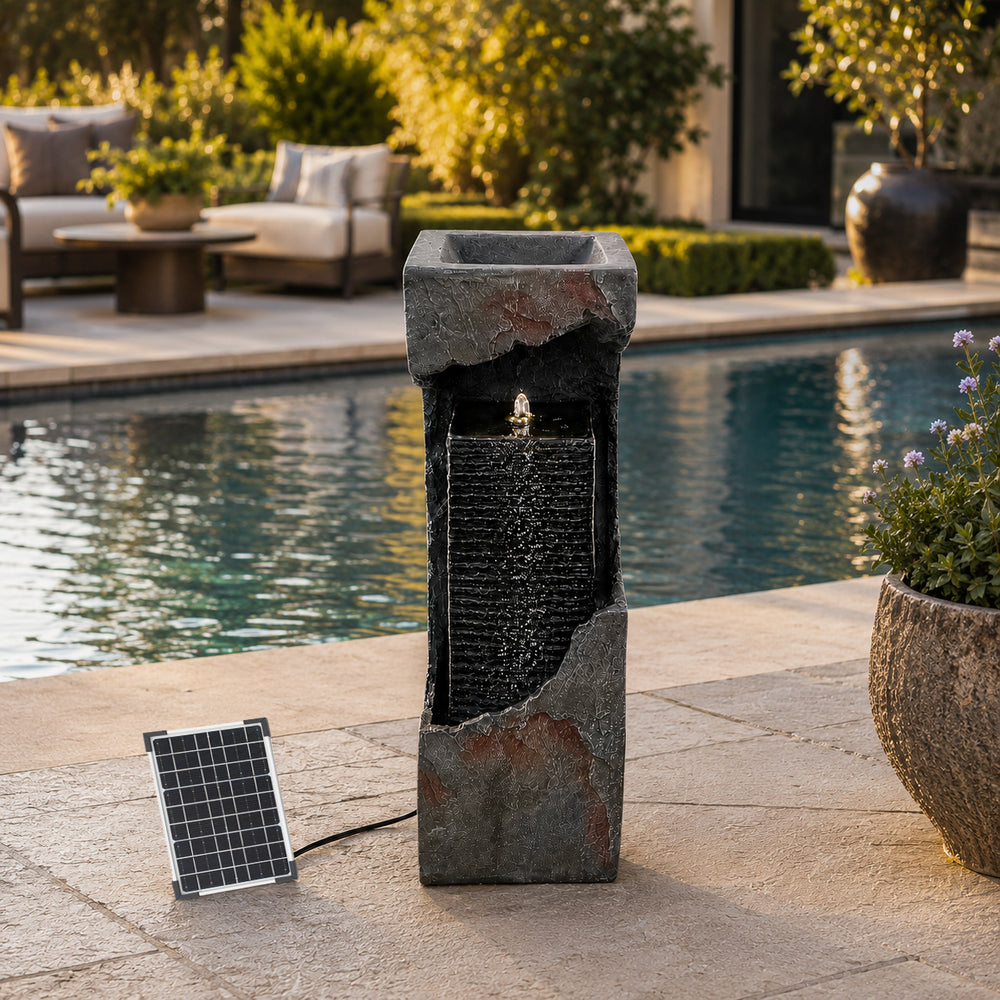 Quiet Column — 35.4" Resin Solar Fountain