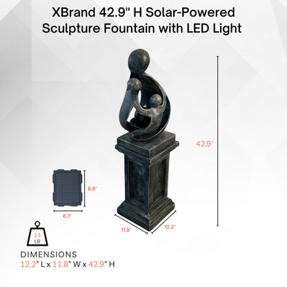 Sculptural Resin Fountain with Pedestal Base and LED Lights – Indoor/Outdoor Modern Water Feature