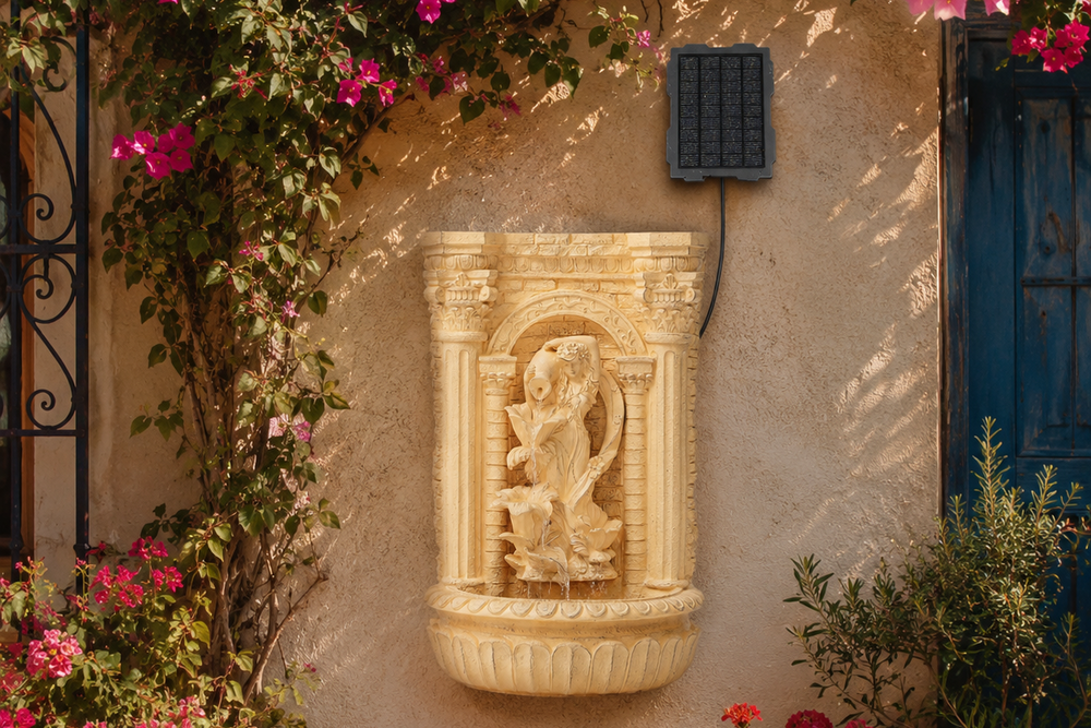 Maiden's Pour — 30.3" Solar Pot Wall Fountain