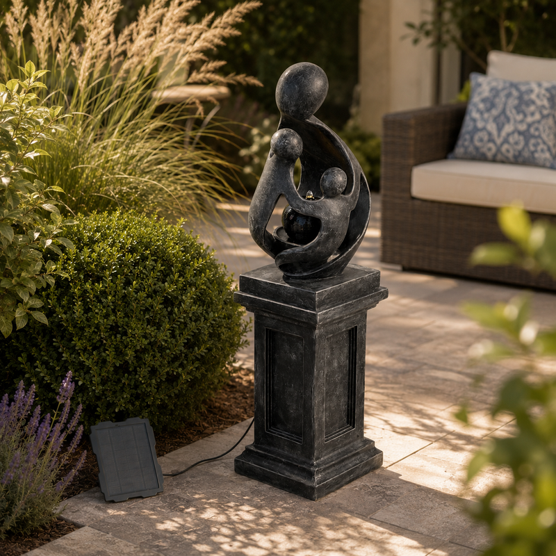 Sculpted Grace — 42.9" Resin Pedestal LED Fountain