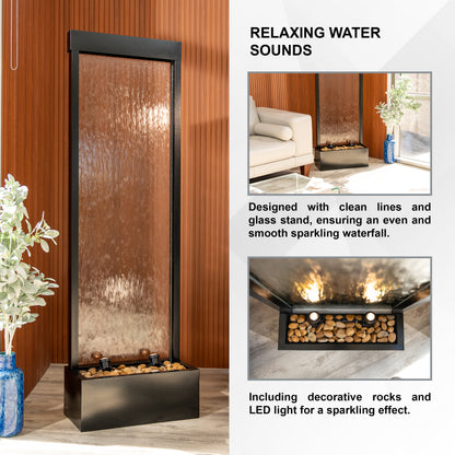 68" Aluminum Steel Clear Glass Fountain