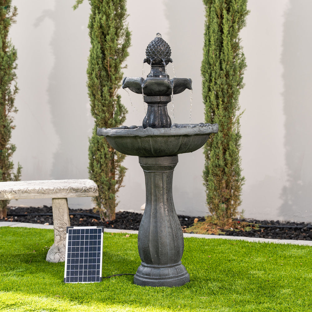 Cascade Duo — 44" White Solar Water Fountain