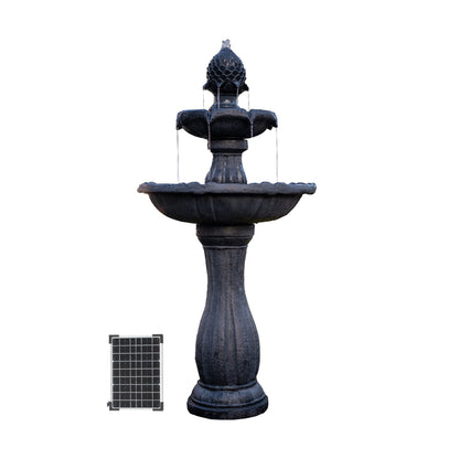 Solar Fountain 44" Tall - White 2-Tier Solar Water Fountain – Elegant Outdoor Feature with Solar Panel & Pump