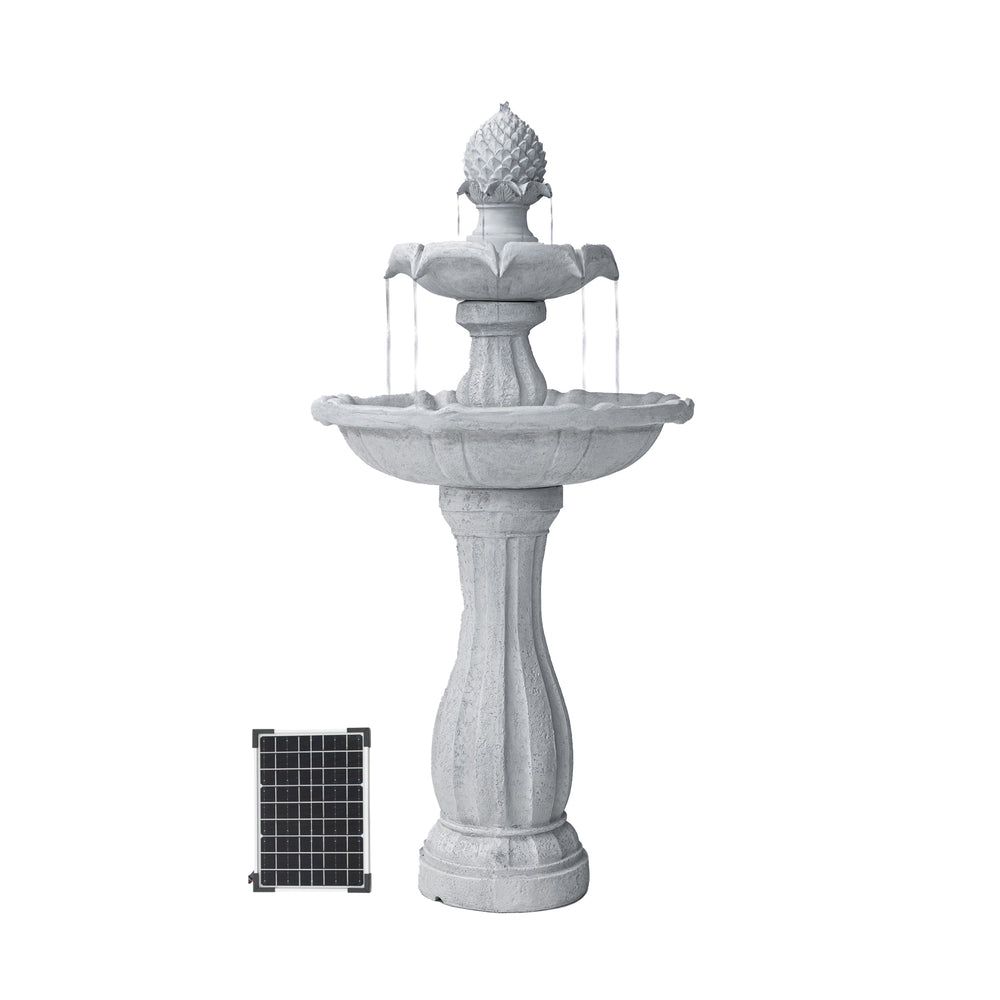 Cascade Duo — 44" White Solar Water Fountain