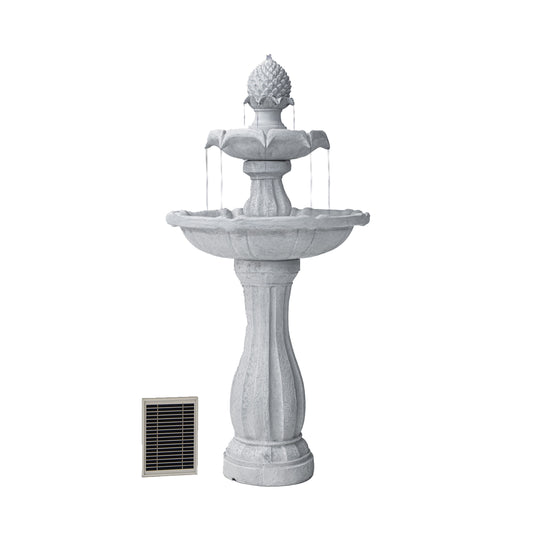 Solar Fountain 44" Tall - White 2-Tier Solar Water Fountain – Elegant Outdoor Feature with Solar Panel & Pump