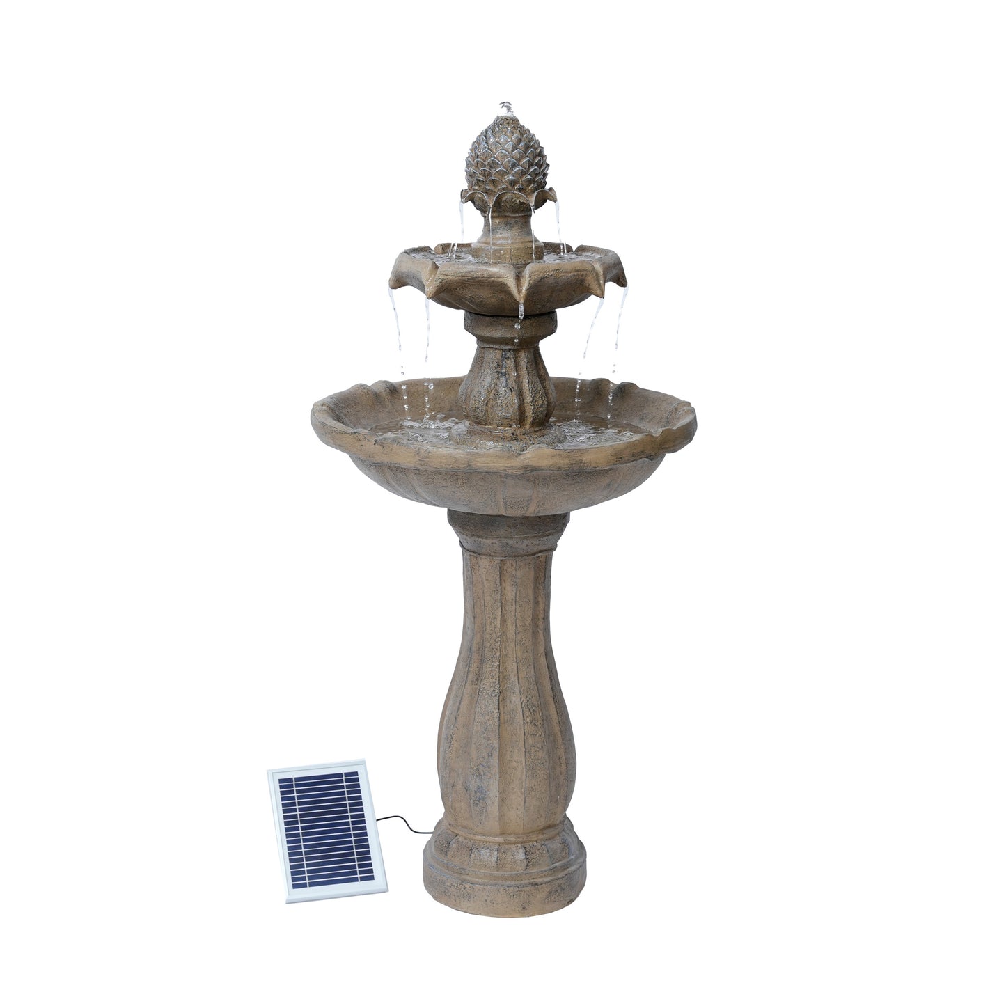 44" weißer 2-stufiger Solarbrunnen