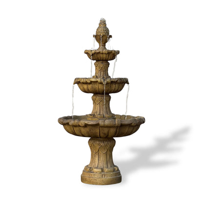 58.3" Leaf Water Fountain, 3-Tier, Outdoor, Resin, Pump