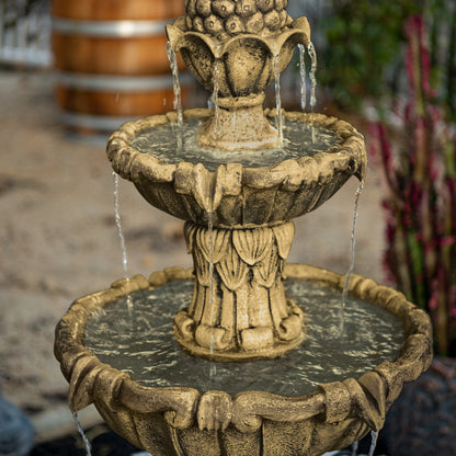 58.3" Leaf Water Fountain, 3-Tier, Outdoor, Resin, Pump