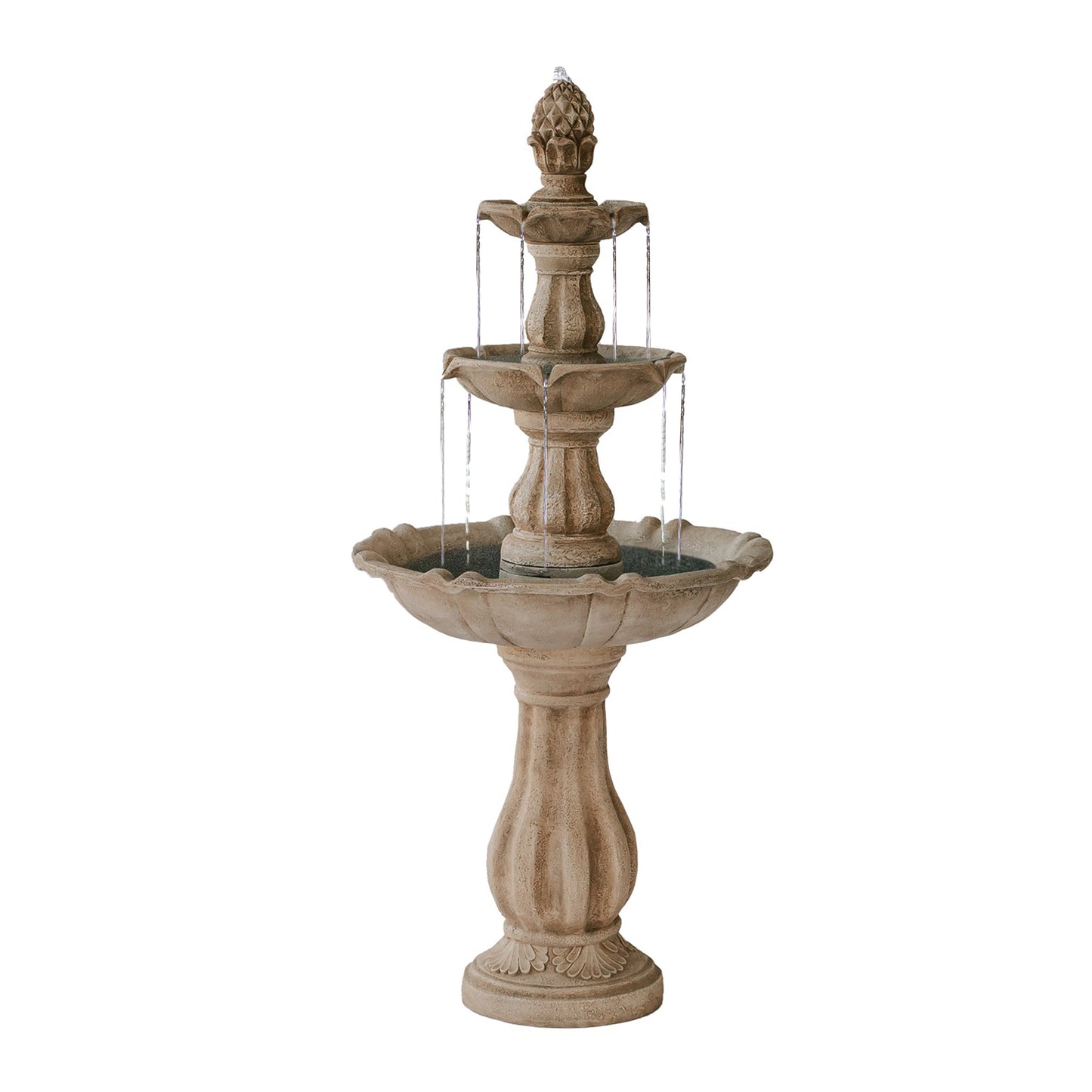 51" Tall Fountain 3-Tier Freestanding Waterfall w/Pump & Pineapple Top