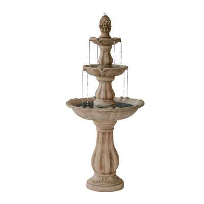 51" Tall Fountain 3-Tier Freestanding Waterfall w/Pump & Pineapple Top