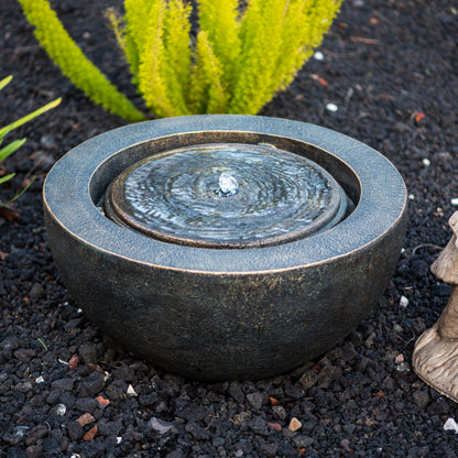 19.8"W Round Polyresin Indoor/Outdoor Sphere Water w/LED Light Bowl Fountain