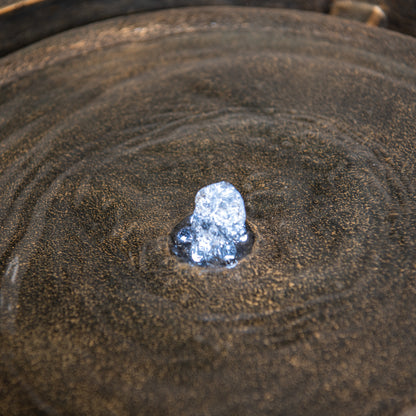 19.8"W Round Polyresin Indoor/Outdoor Sphere Water w/LED Light Bowl Fountain