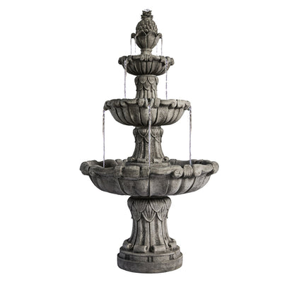 58.3" Leaf Water Fountain, 3-Tier, Outdoor, Resin, Pump
