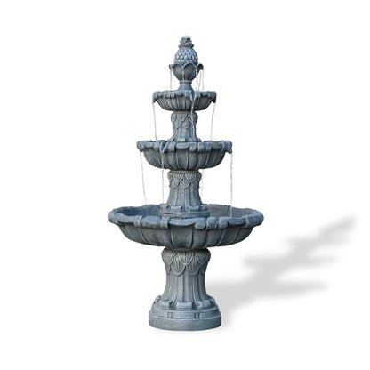 58.3" Leaf Water Fountain, 3-Tier, Outdoor, Resin, Pump