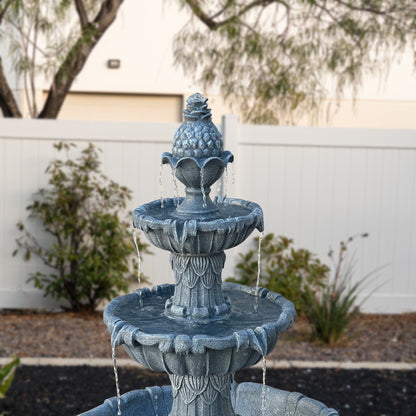 58.3" Leaf Water Fountain, 3-Tier, Outdoor, Resin, Pump