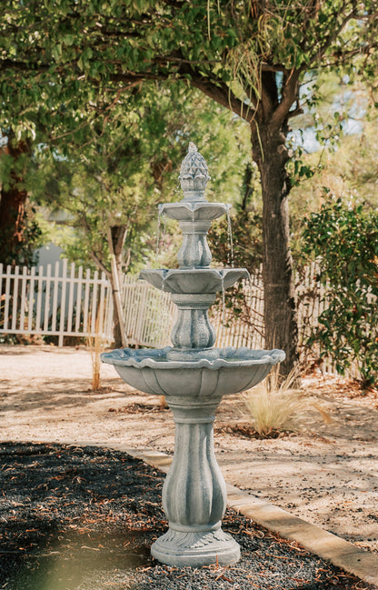 51" Tall Fountain 3-Tier Freestanding Waterfall w/Pump & Pineapple Top
