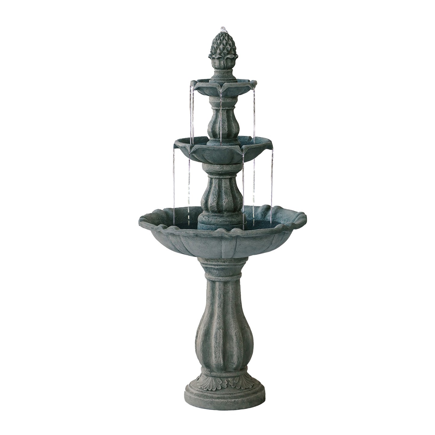 51" Tall Fountain 3-Tier Freestanding Waterfall w/Pump & Pineapple Top