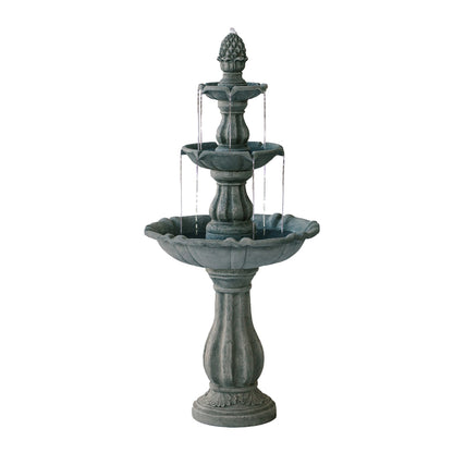 51" Tall Fountain 3-Tier Freestanding Waterfall w/Pump & Pineapple Top