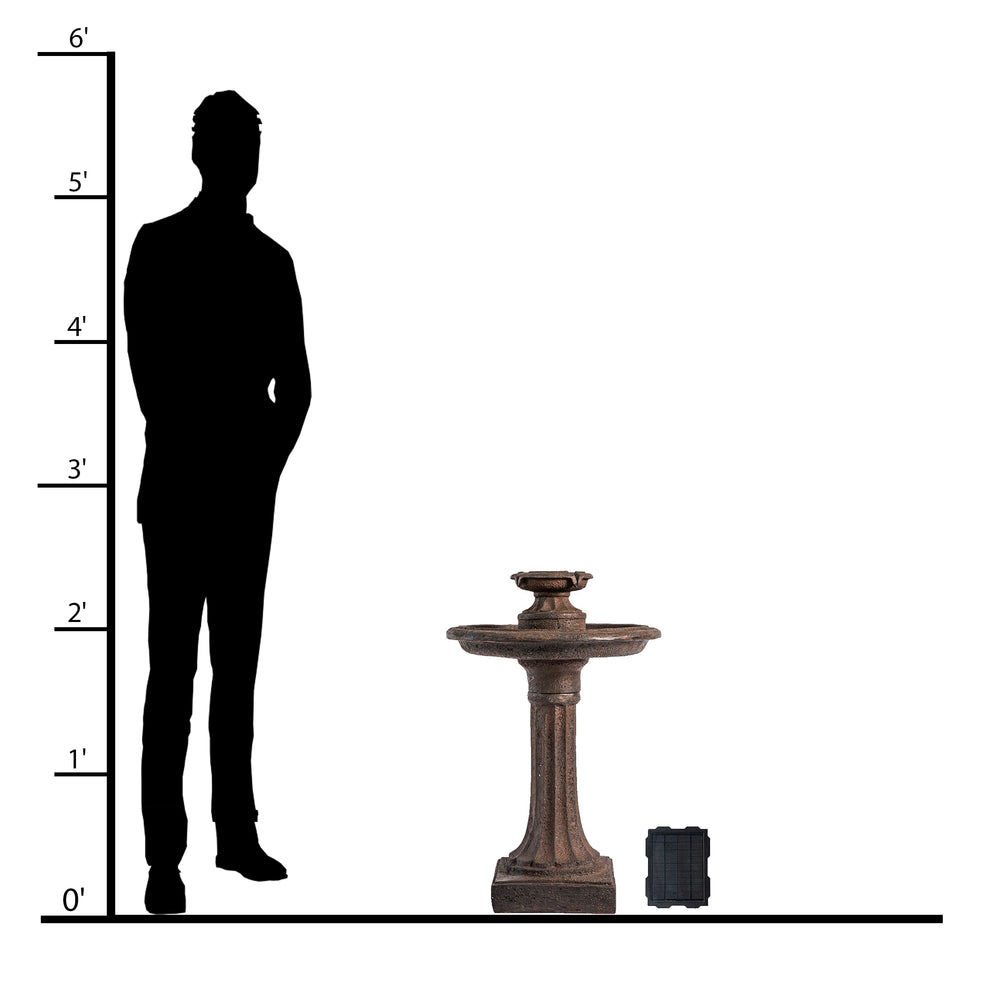 Robin's Rest — 28" Solar Brown Birdbath Fountain