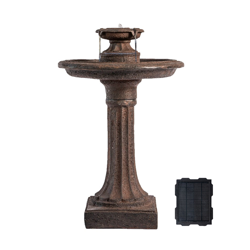 Robin's Rest — 28" Solar Brown Birdbath Fountain