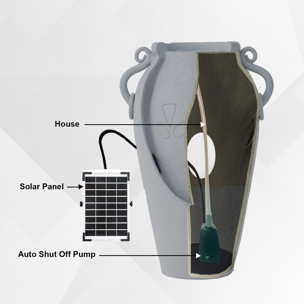 Amphora Reverie — 34" Solar Pot Fountain, Gray