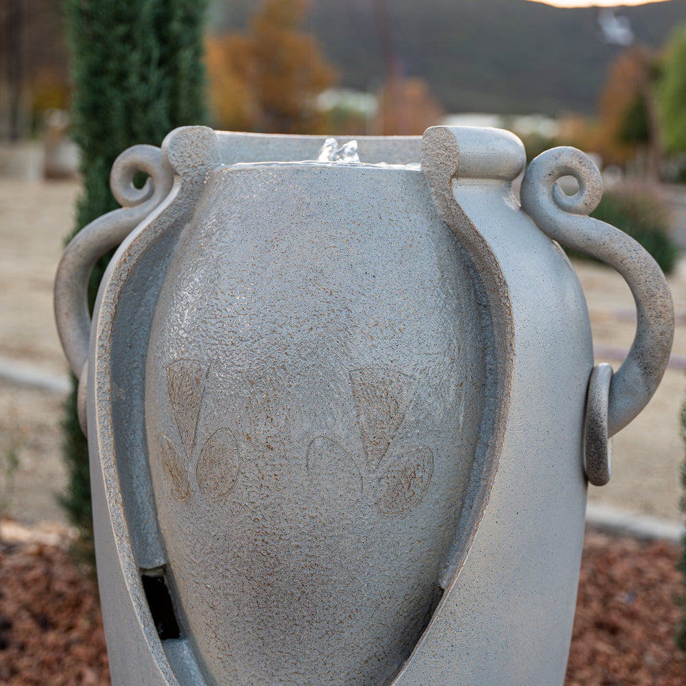 Amphora Reverie — 34" Solar Pot Fountain, Gray
