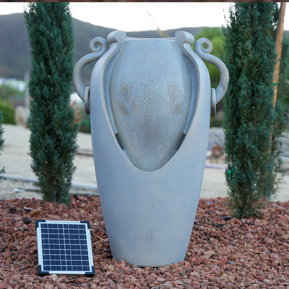 Amphora Reverie — 34" Solar Pot Fountain, Gray