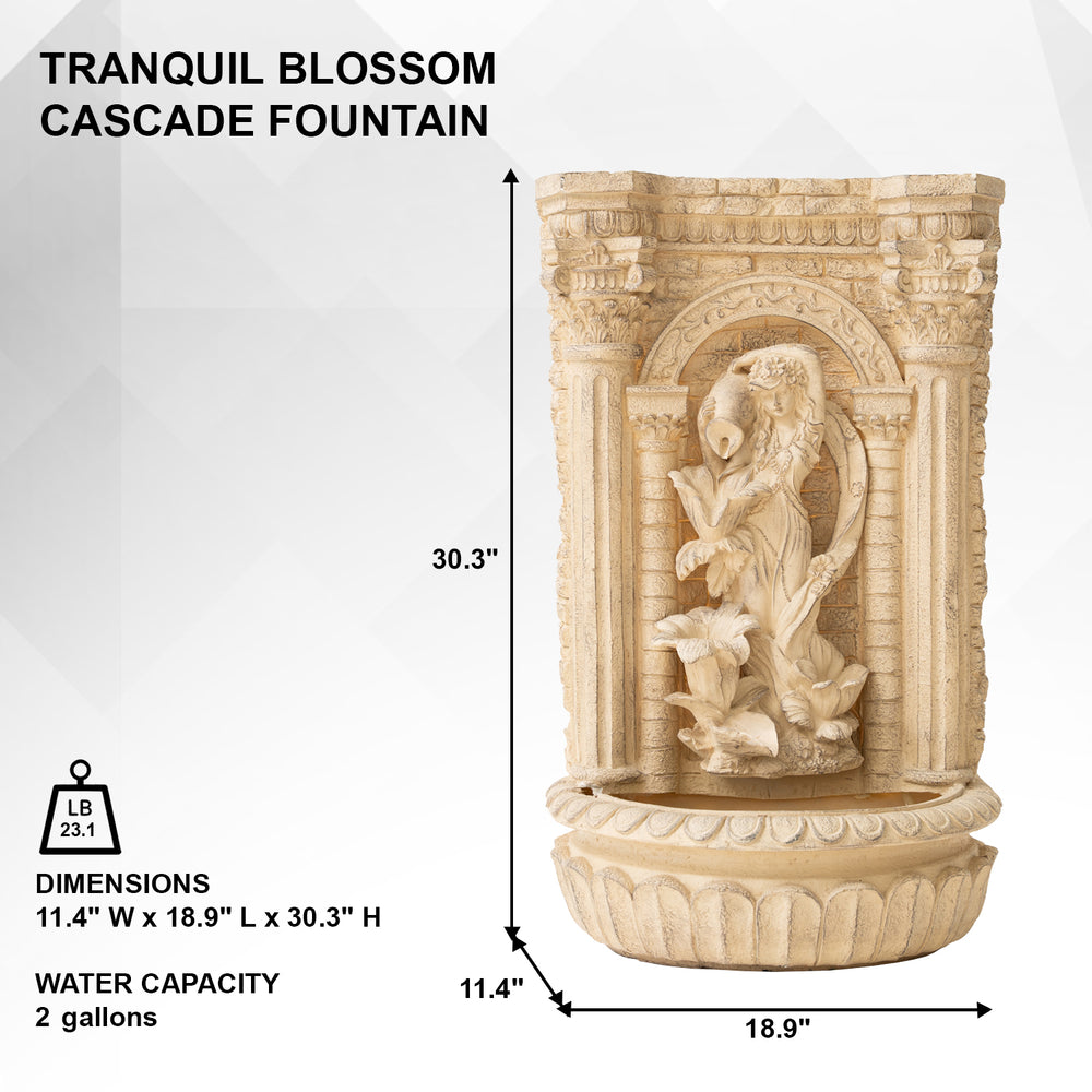 Maiden's Pour — 30.3" Solar Pot Wall Fountain