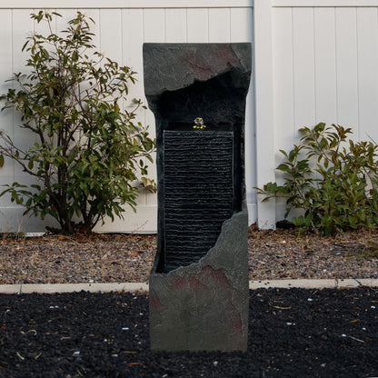 Modern Outdoor Fountains and Waterfalls with Lights Flooring Standing for Garden, Patio, Deck, Backyard, Porch and Home Art Decor