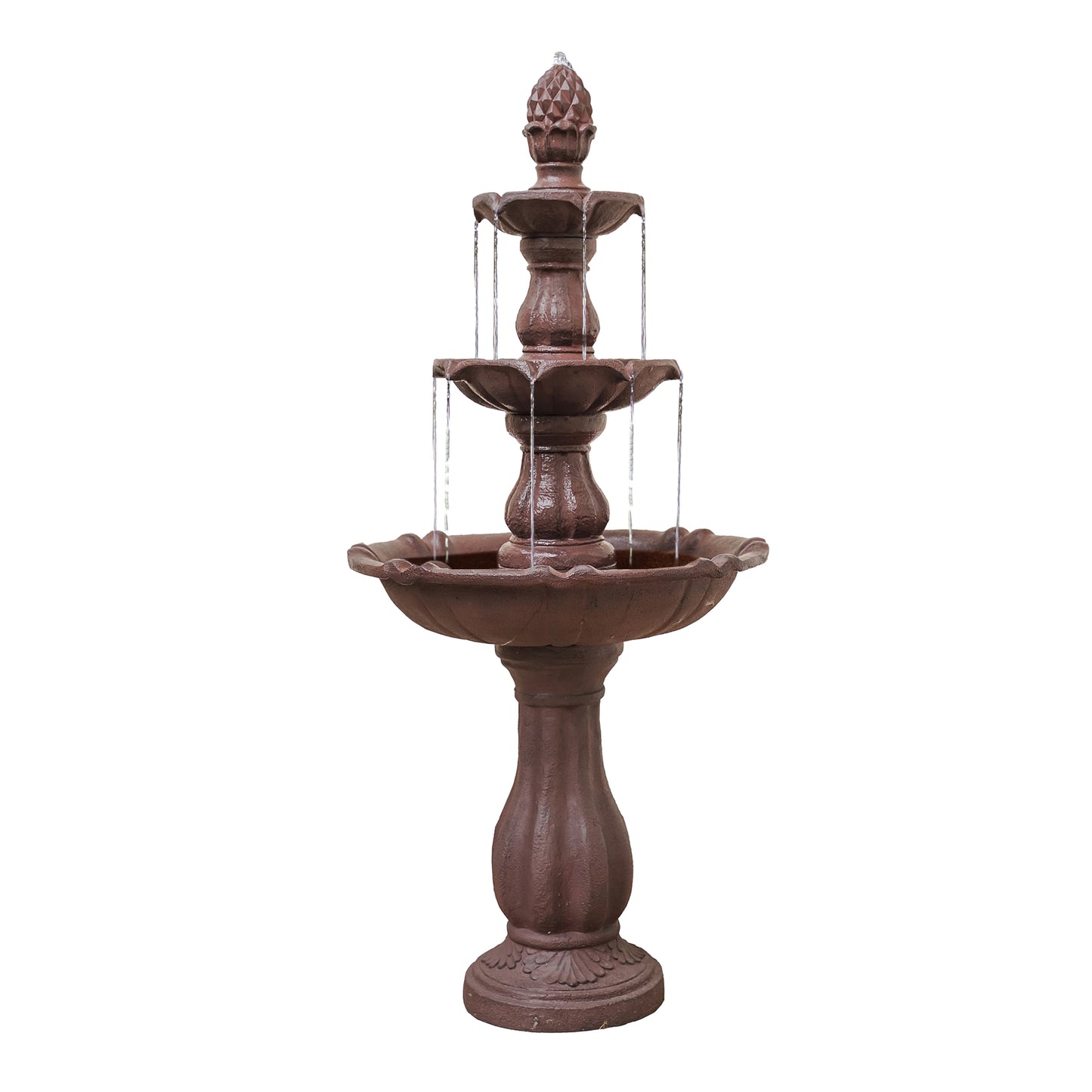 51" Tall Fountain 3-Tier Freestanding Waterfall w/Pump & Pineapple Top