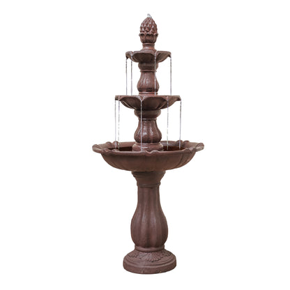 51" Tall Fountain 3-Tier Freestanding Waterfall w/Pump & Pineapple Top