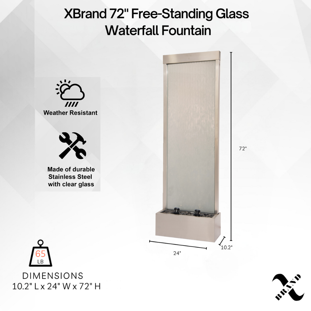 Crystal Cascade — 72" Steel Glass Fountain — full combo set product photo