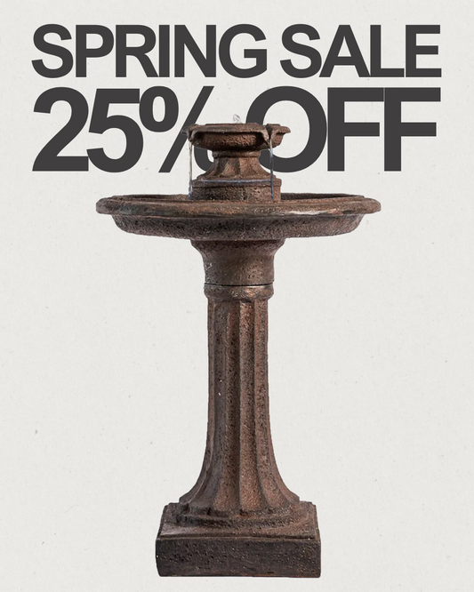 Solar Fountain 28" Tall - Brown Solar Birdbath Fountain – Outdoor Water Feature with Solar Panel & Pump