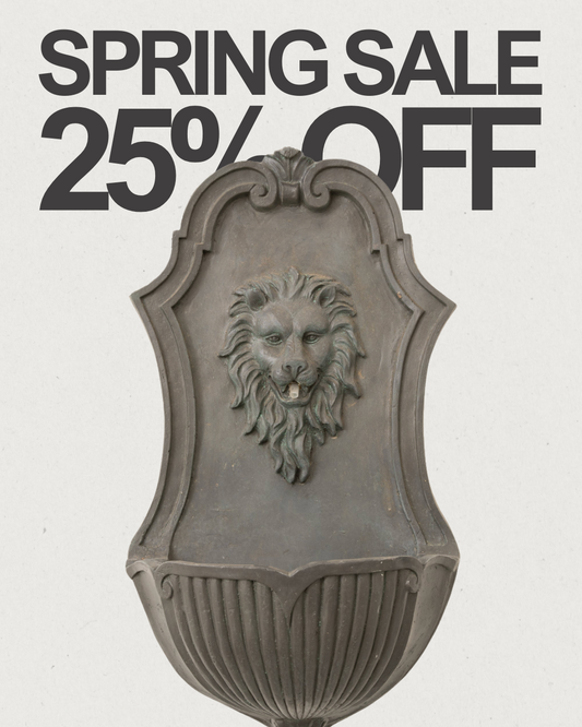 26" Solar-Powered Wall-Mounted Lion Head Fountain, Resin, Outdoor, Gray