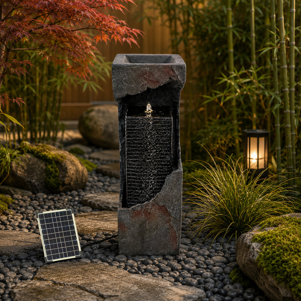 Quiet Column — 35.4" Resin Solar Fountain